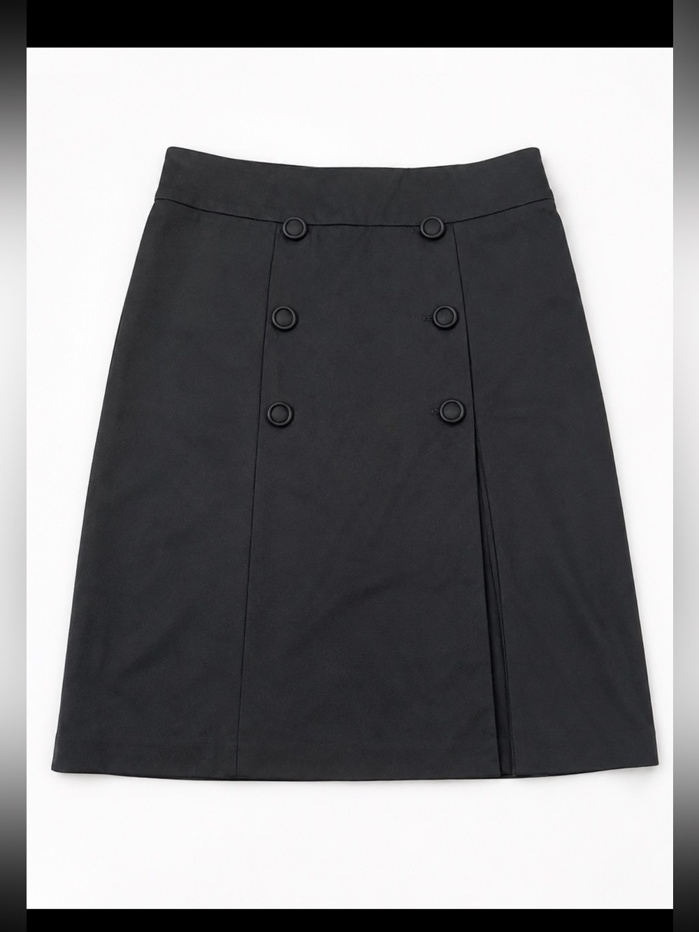 Talbots Chic Black A-Line Skirt with Button-Front Detail